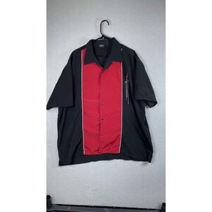 Steady Classics Shirt Mens 3XL Black Red Bowling Button Front Rockabilly Retro